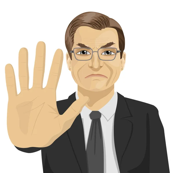 Angry Mature Businessman with Glasses Try to Stop Scammer who try to Cheat by Luring Our Emotions