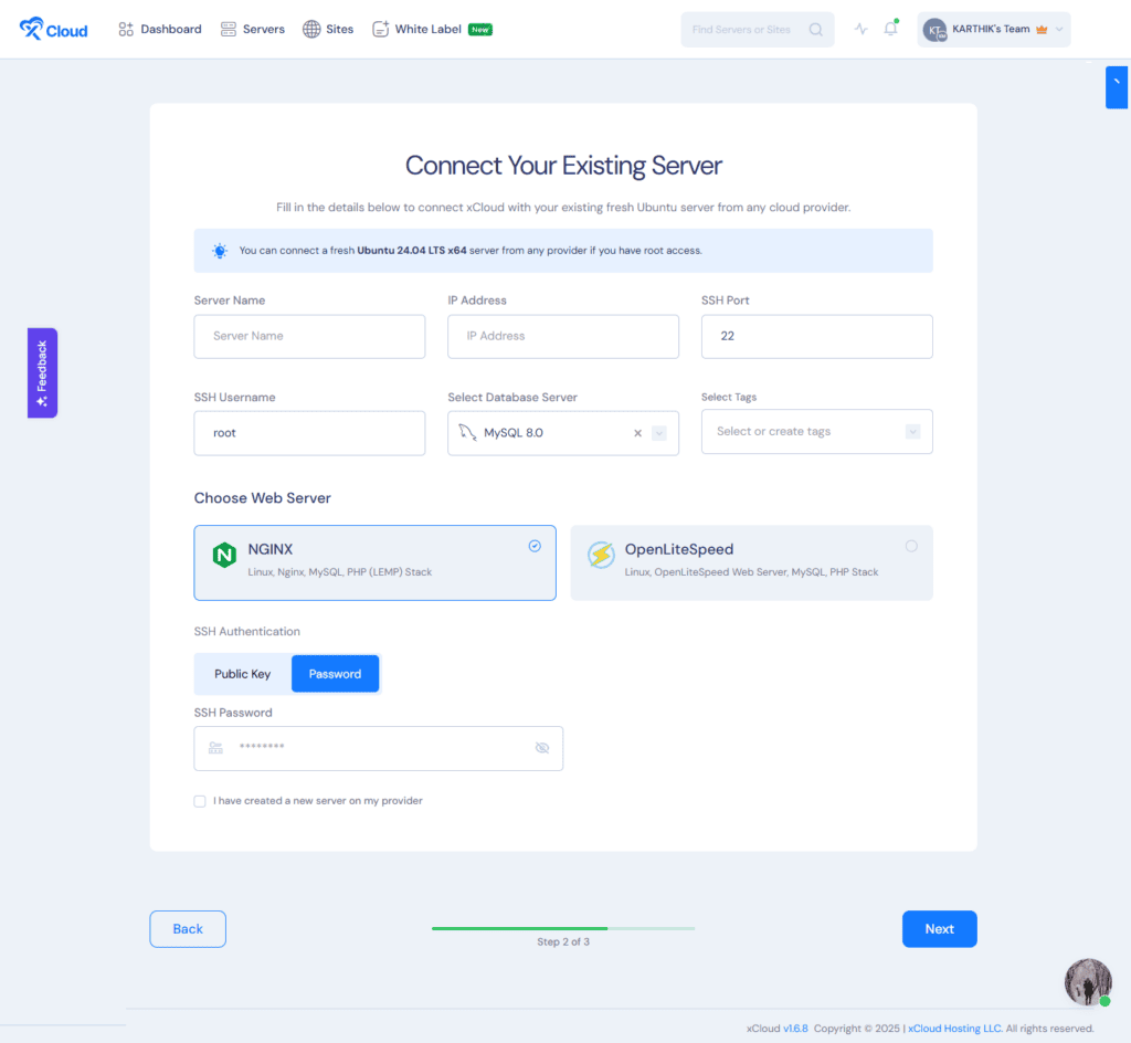 Connect your Existing Server to xCloud.Host