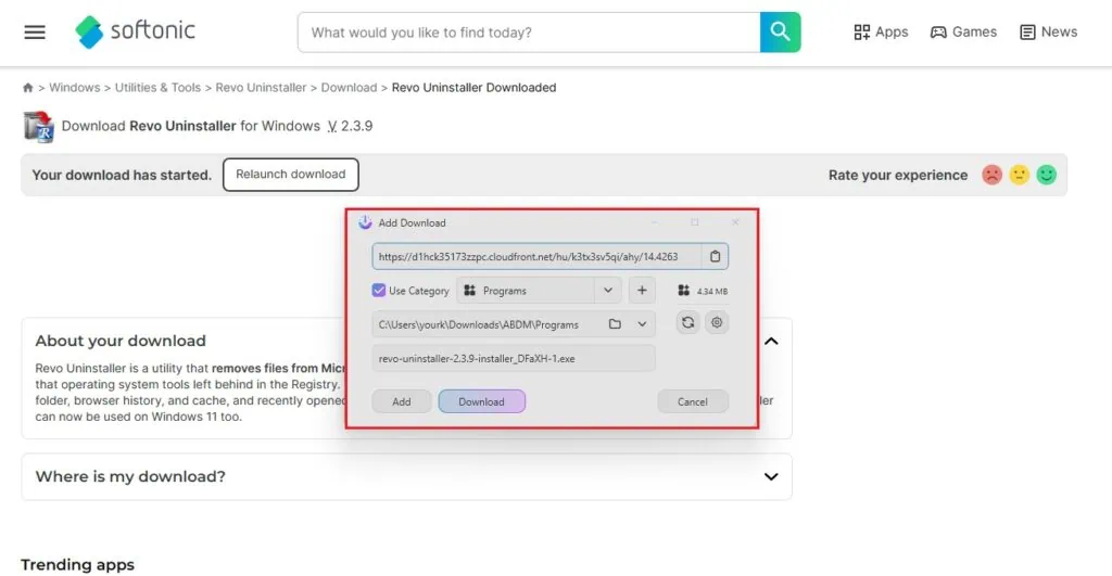 AB Download Manager Download Window