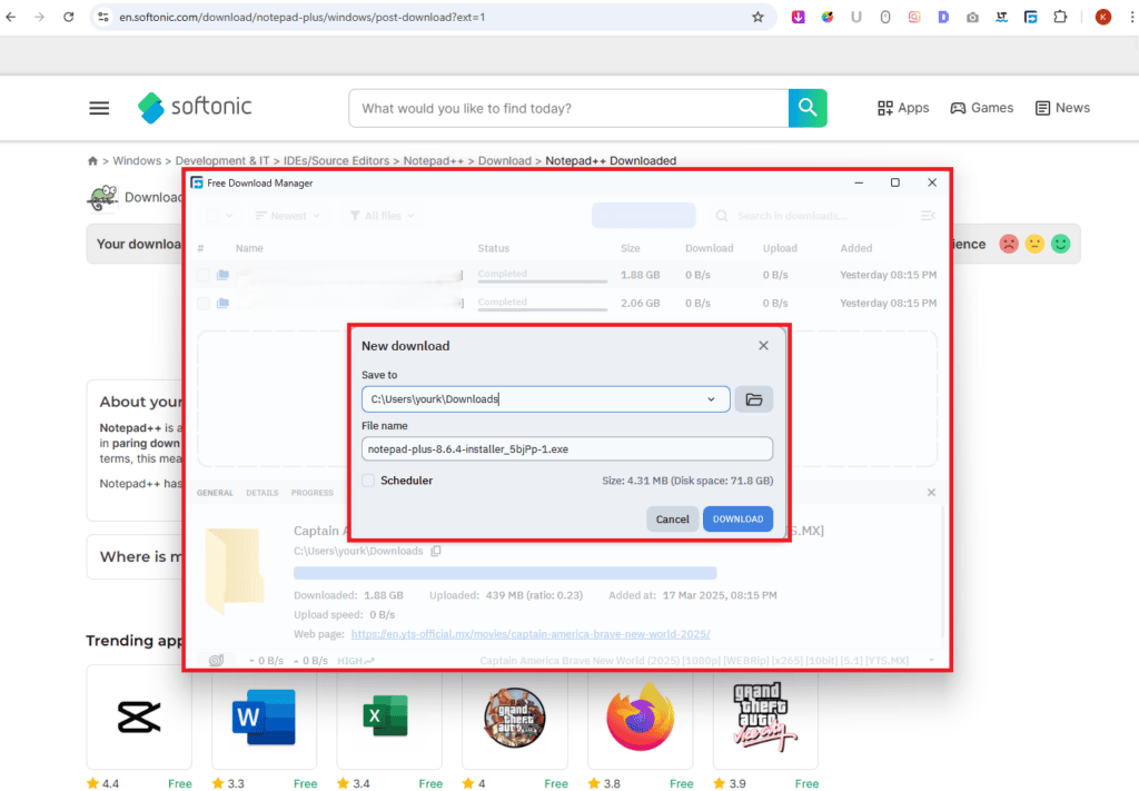FDM Open the Complete App along with Downloads Tab