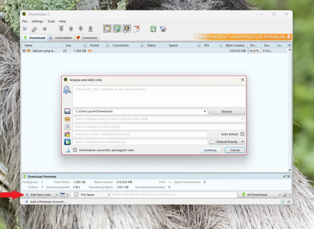 JDownloader Download Files from App