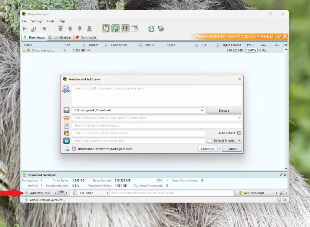 JDownloader Download Files from App