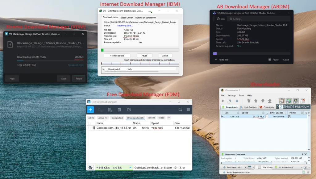 Running All Download Managers Concurrently to Test the Performance