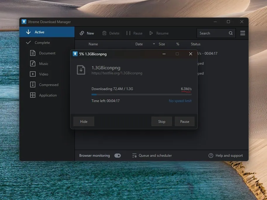 Xtreme Download Manager Download Speed on High Speed Unlimited Bandwidth Server