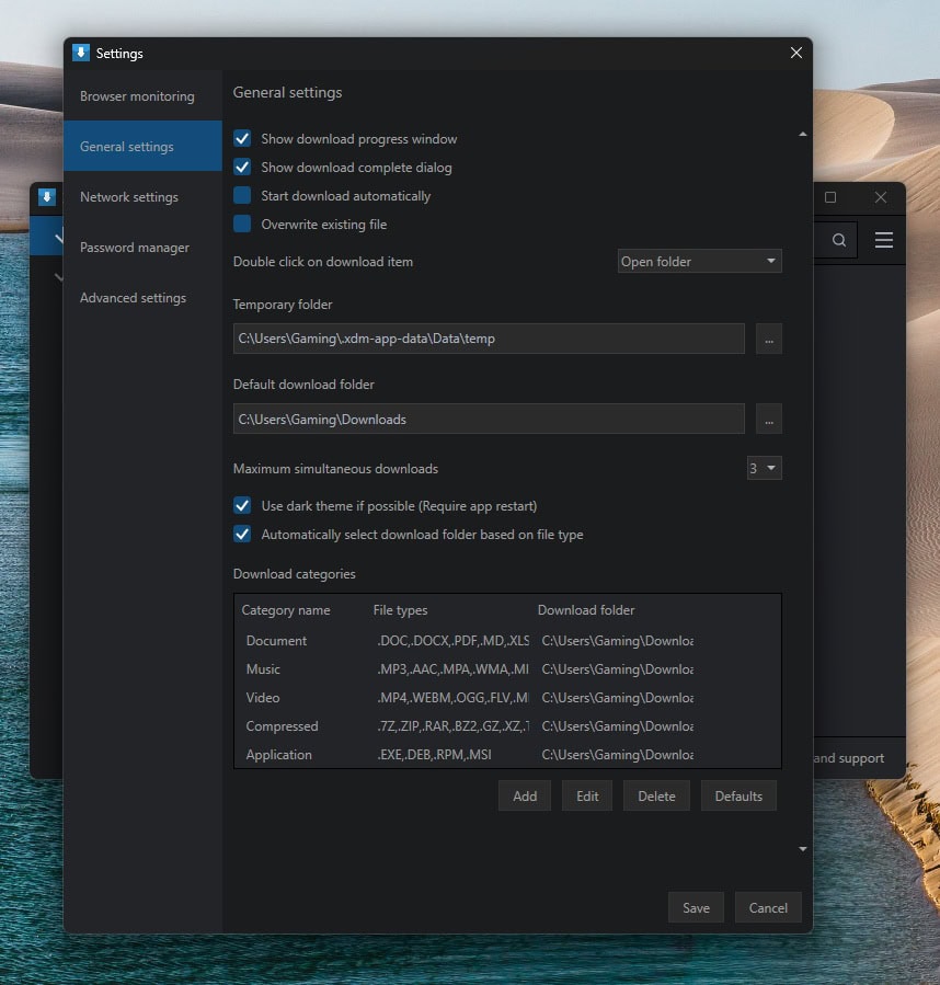 Xtreme Download Manager General Settings
