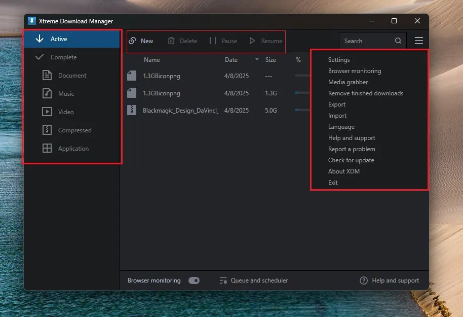 Xtreme Download Manager Main Dashboard Wizard