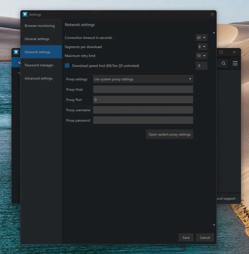 Xtreme Download Manager Network Settings