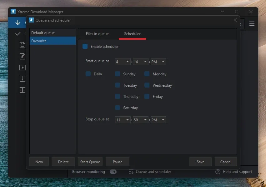 Xtreme Download Manager Scheduler for Queue