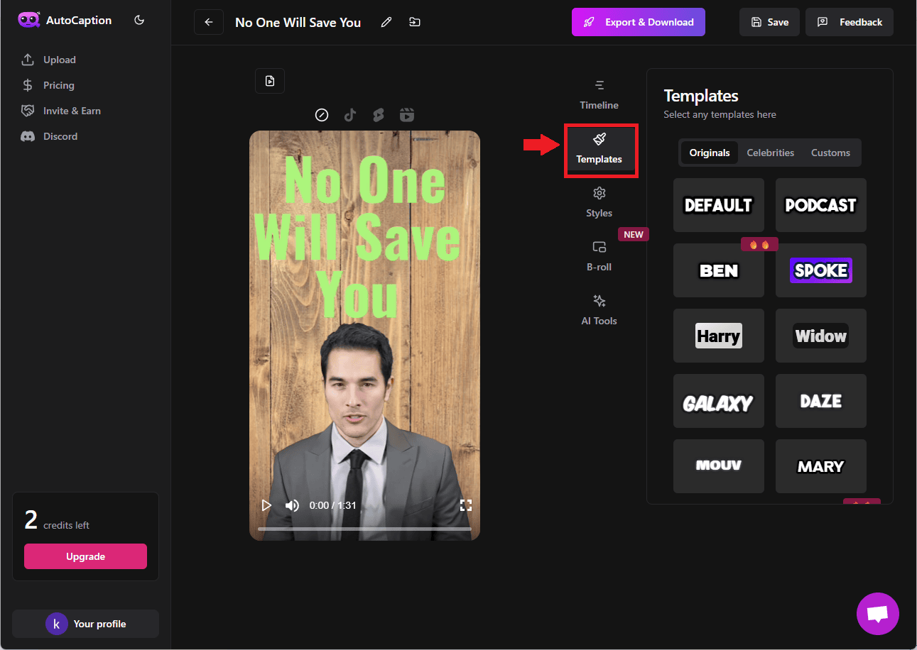 AutoCaption AI - Templates