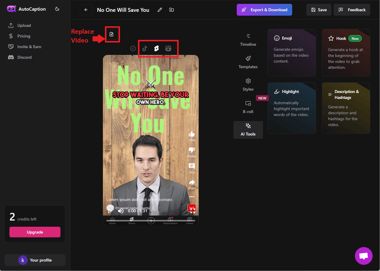 AutoCaption AI - Social Media
