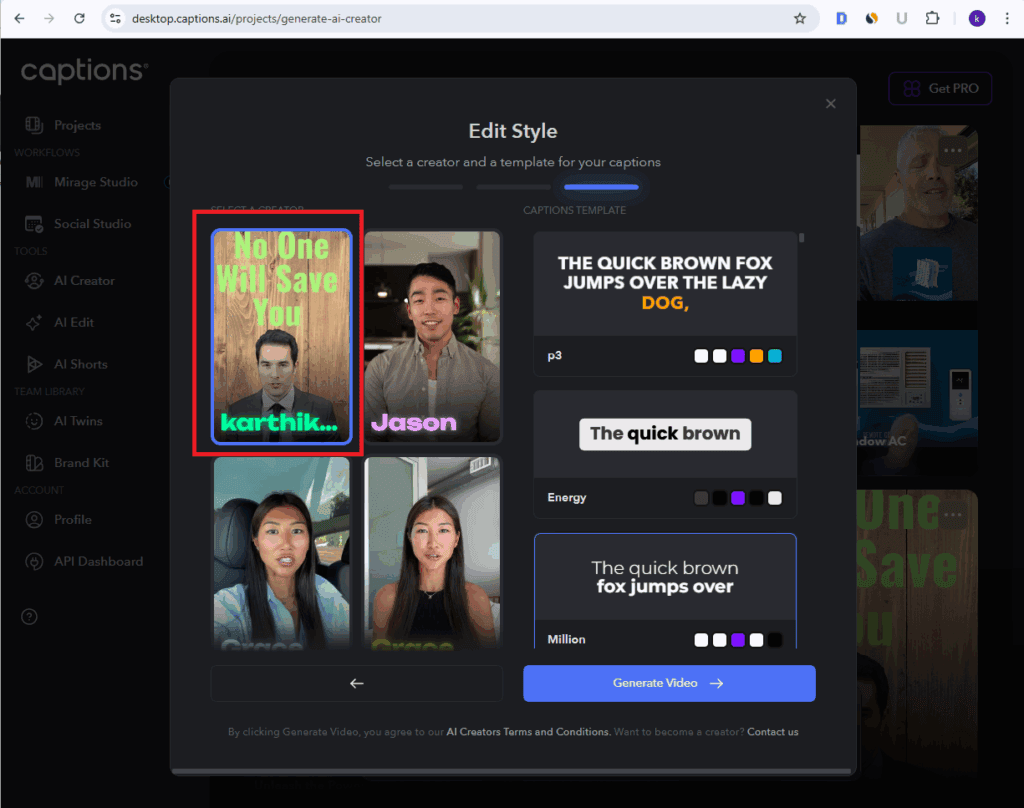 Caption AI - AI Twins in Creator