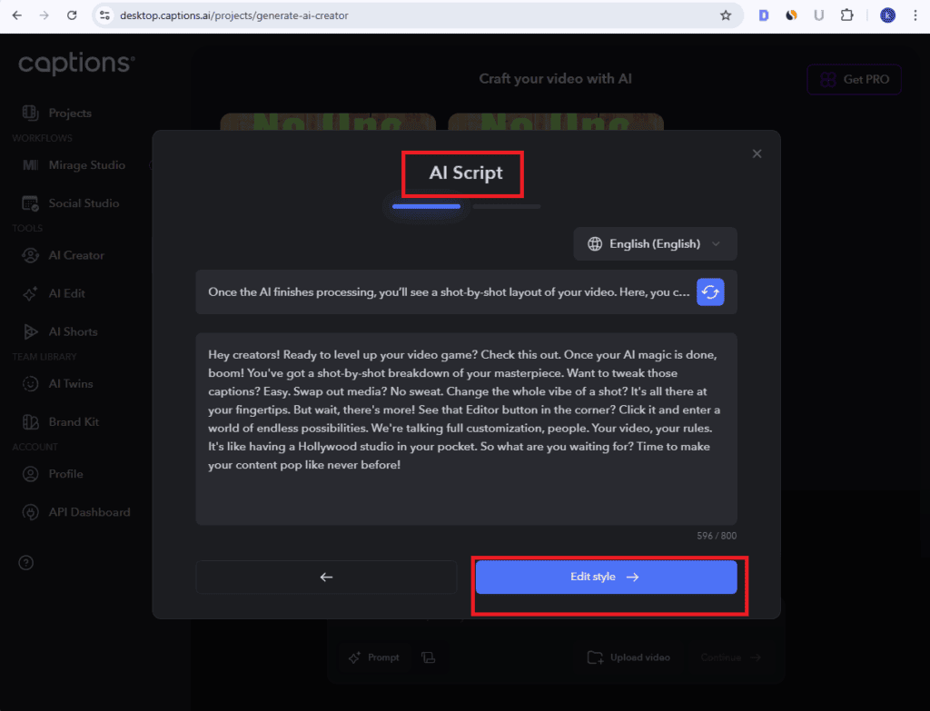 Caption AI - Avatar Script