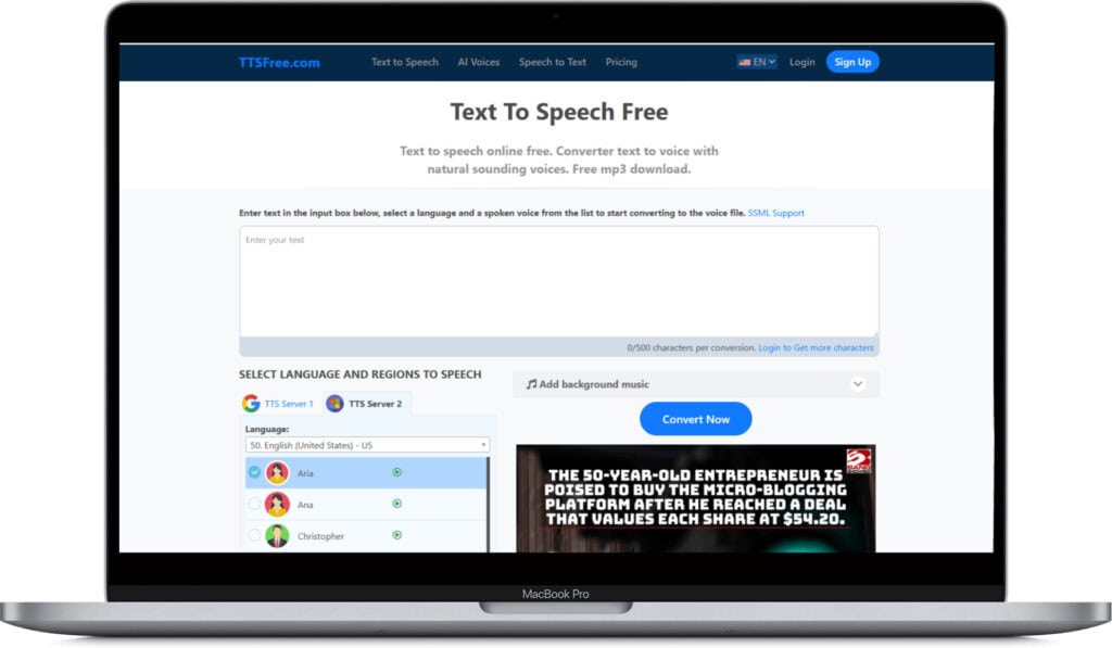 TTSFREE.COM - Free Text to Speech Tool