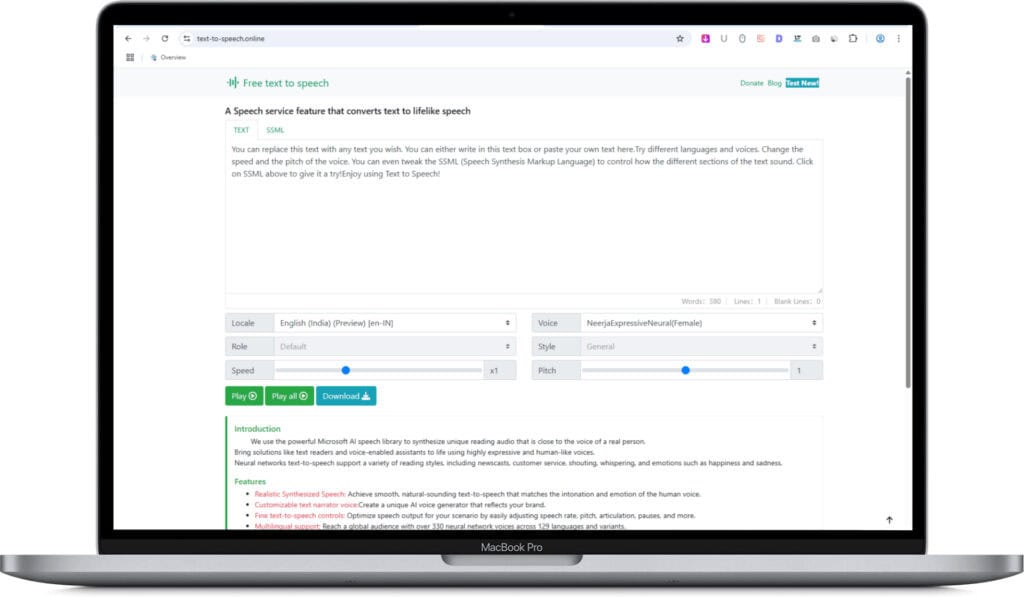 Text-to-speech.online - Free Text to Speech Tool