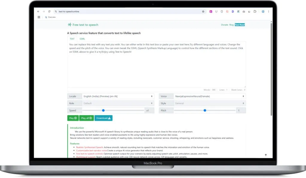 Text-to-speech.online - Free Text to Speech Tool