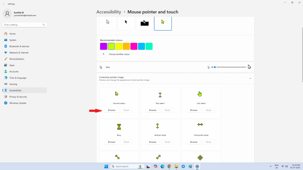 Customise Pointer Image
