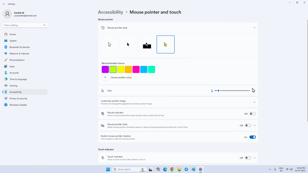 Mouse Pointer & Touch
