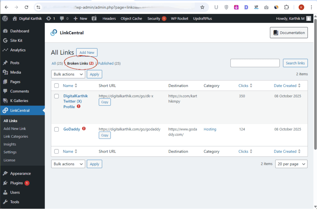 LinkCentral - Broken Links