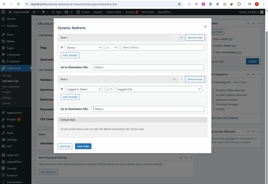 LinkCentral - Dynamic Redirects