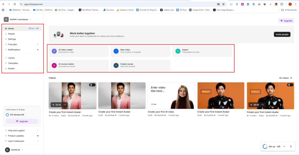 Colossyan AI - Main Dashboard