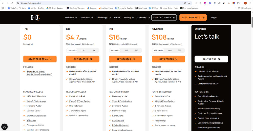 D-ID Pricing
