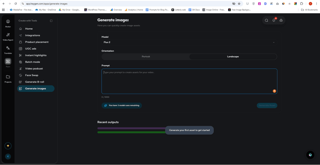 HeyGen AI video generator interface for honest review.
