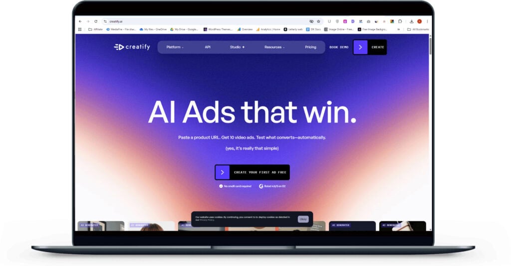 Creatify - Home Page Screen