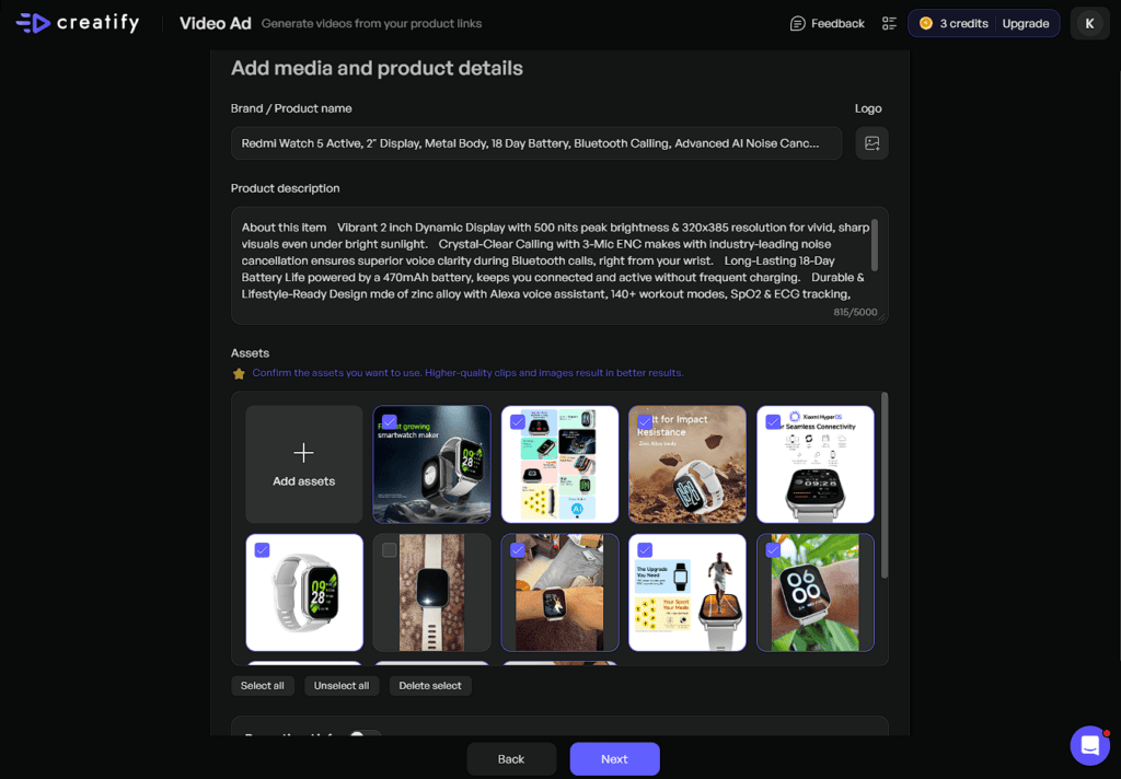 Creatify Video Ads - Step 2 - Extract Product Media and Details